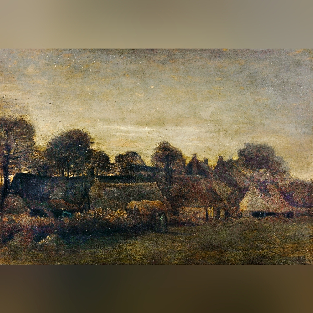 Farming Village at Twilight (1884) by Vincent Van Gogh. Art Print